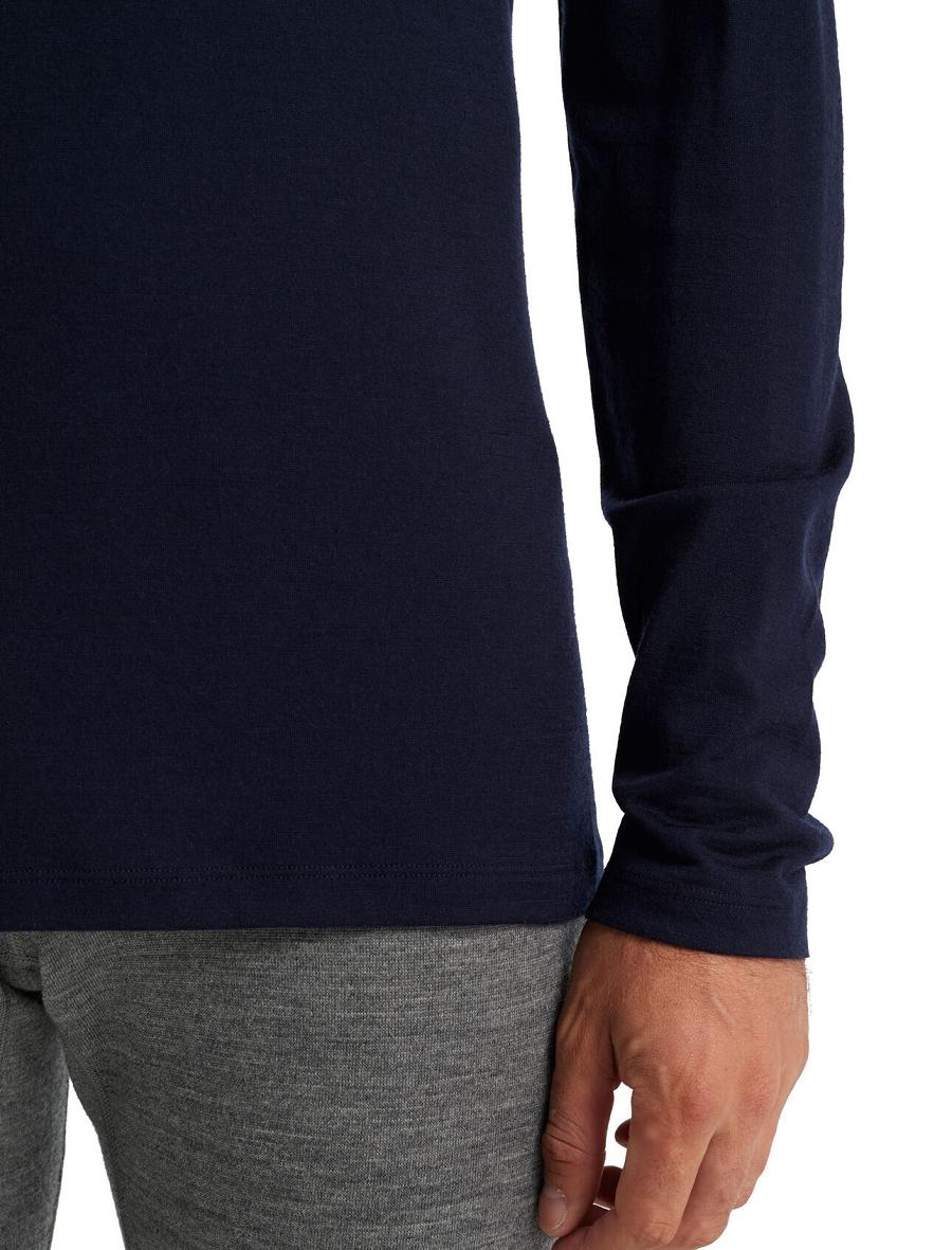 Base Layers Icebreaker Merino 200 Oasis Long Sleeve Half Zip Thermal Top Homme Bleu Marine | FR 1359OKIR